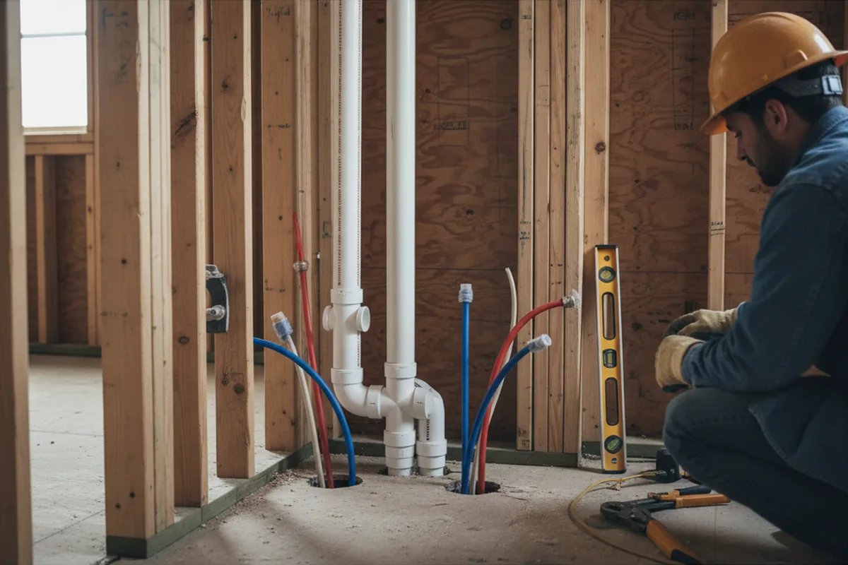Drain and supply rough-in during Leak Detection in Millen